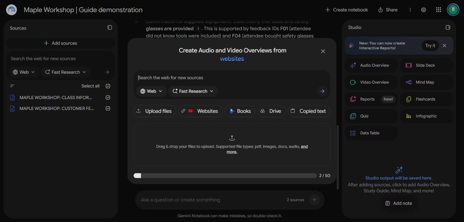 The actual Add sources dialog