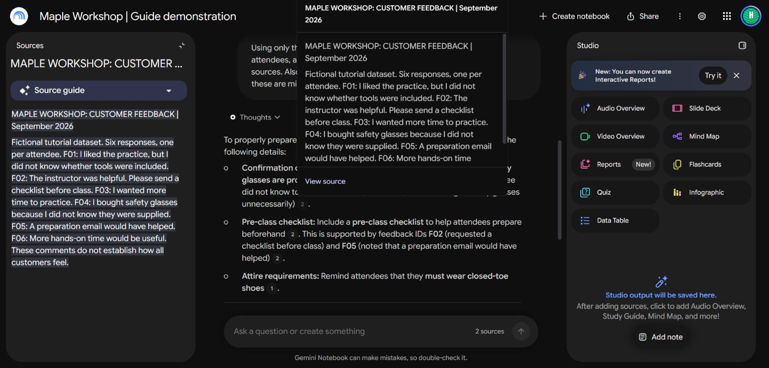 Opened source citation in Gemini Notebook