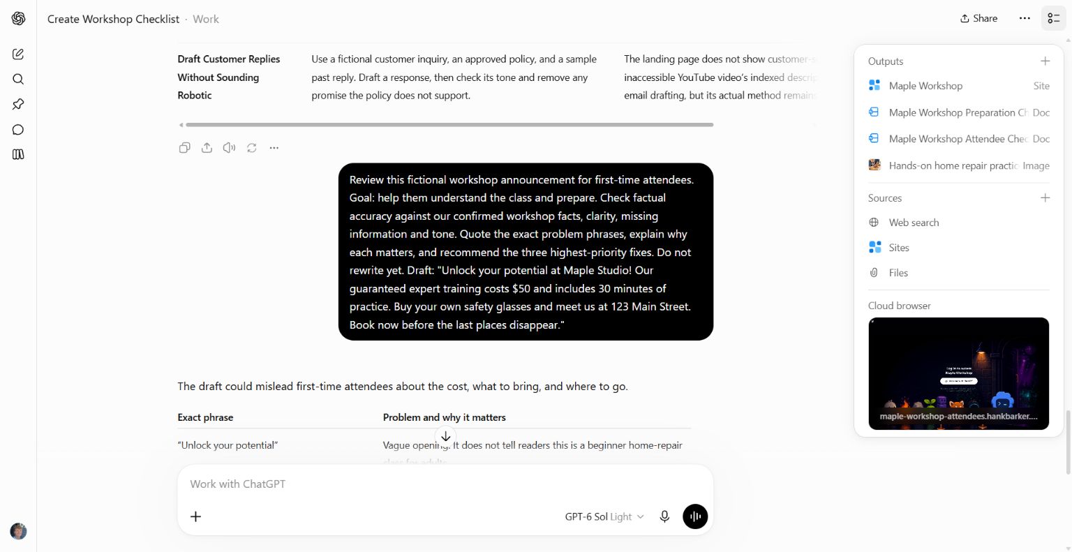 The actual review request and beginning of the critique